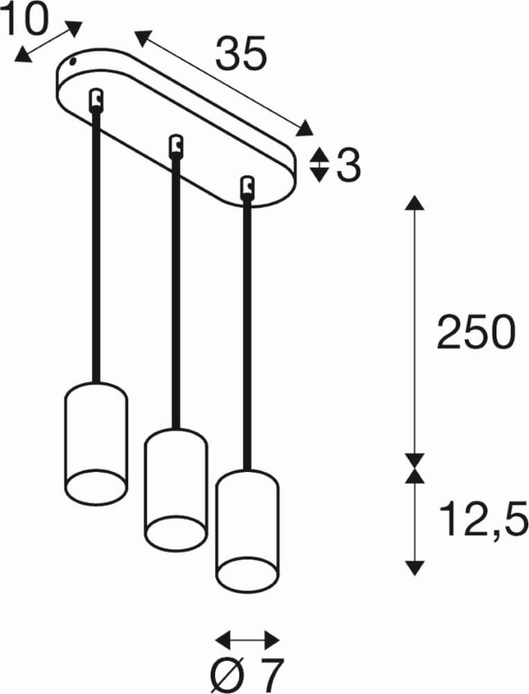 Pendel hanglamp Asto Tube wit 3x GU10 SLV 4024163266048