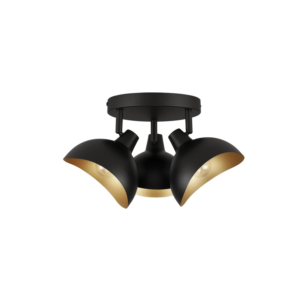 Plafondlamp Geti S zwart met gouden binnenkant