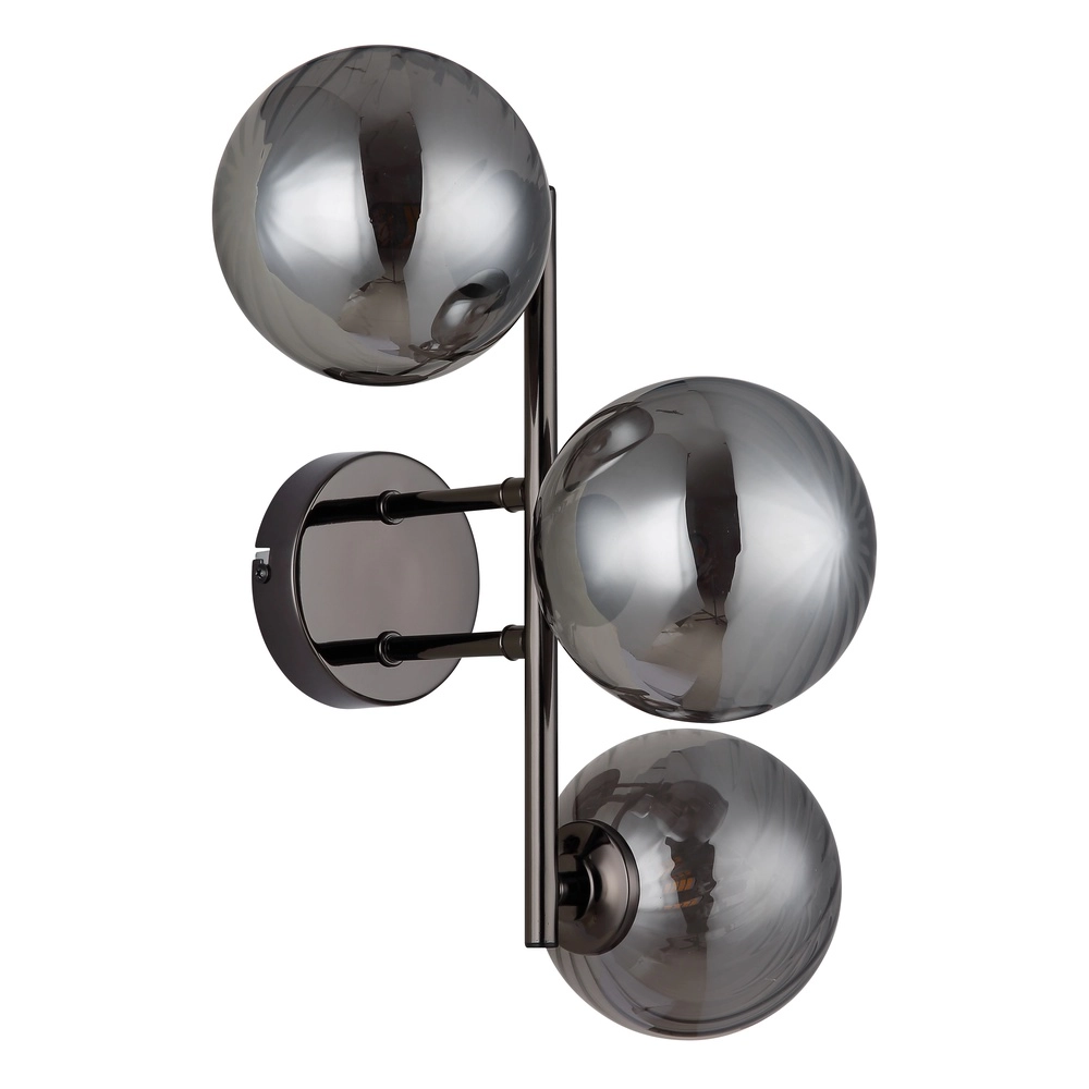 Zwarte wandlamp Conor met smoke glas Globo 9007371518180