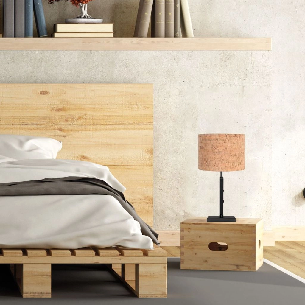 Zwarte tafellamp Stang met kurk kapje Ø20cm Steinhauer 8712746180541