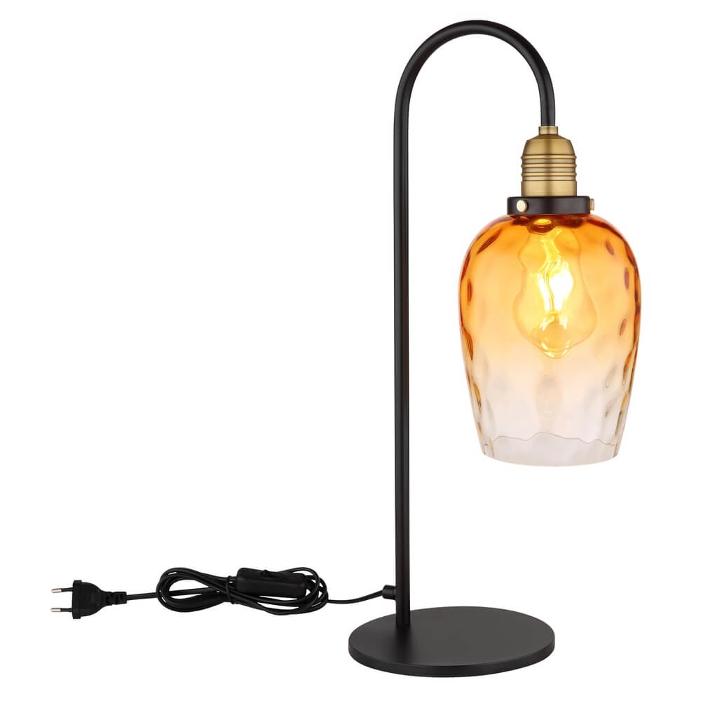 Tafellamp Salvy amber glas honinggraat Globo 9007371454600