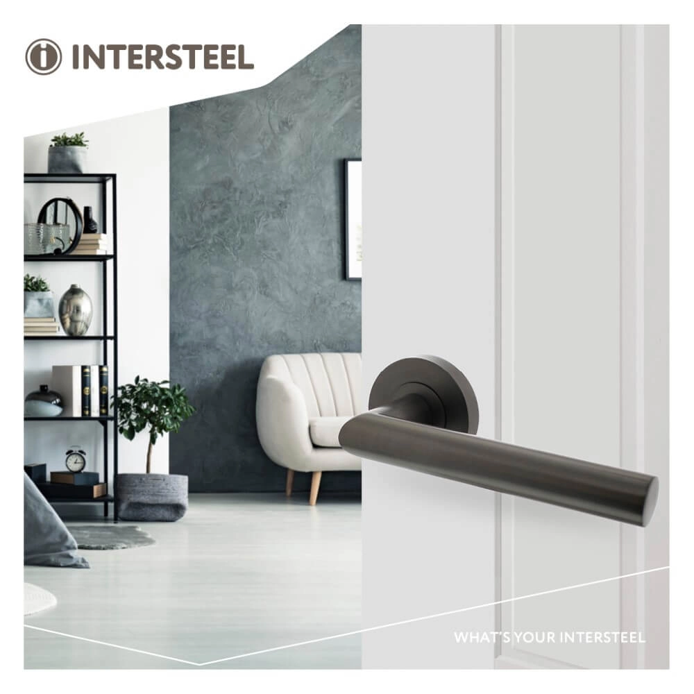 Deurklink Bastian rond antraciet Intersteel 8714186539453