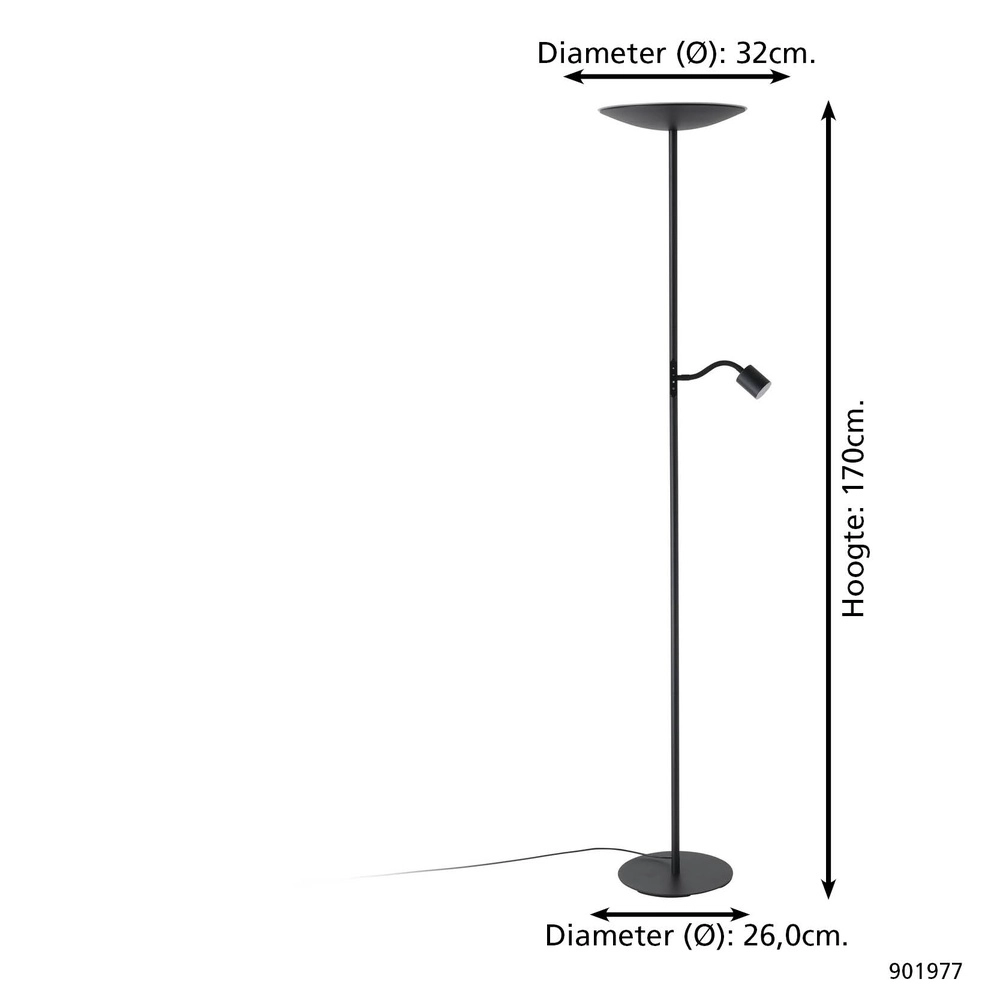 Vloerlamp Conivarino zwart Eglo 9008606356577