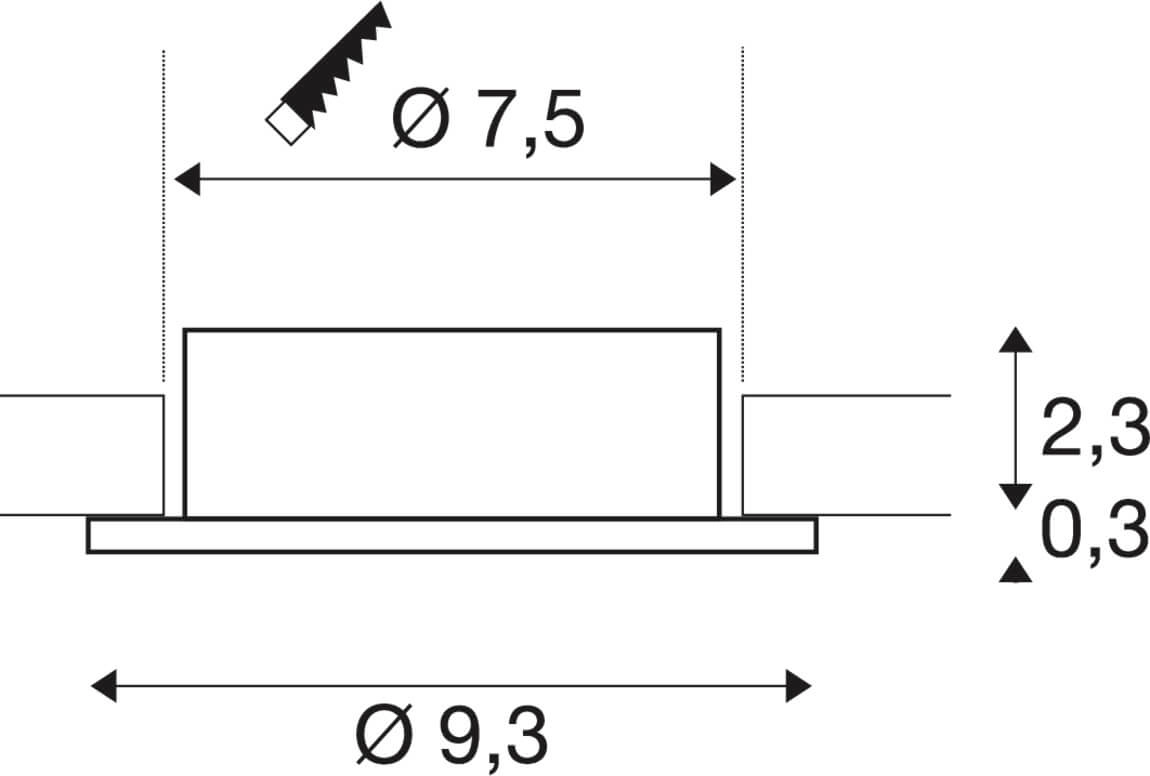 Inbouwring New Tria 75 rond aluminium - zonder fitting SLV 4024163276382