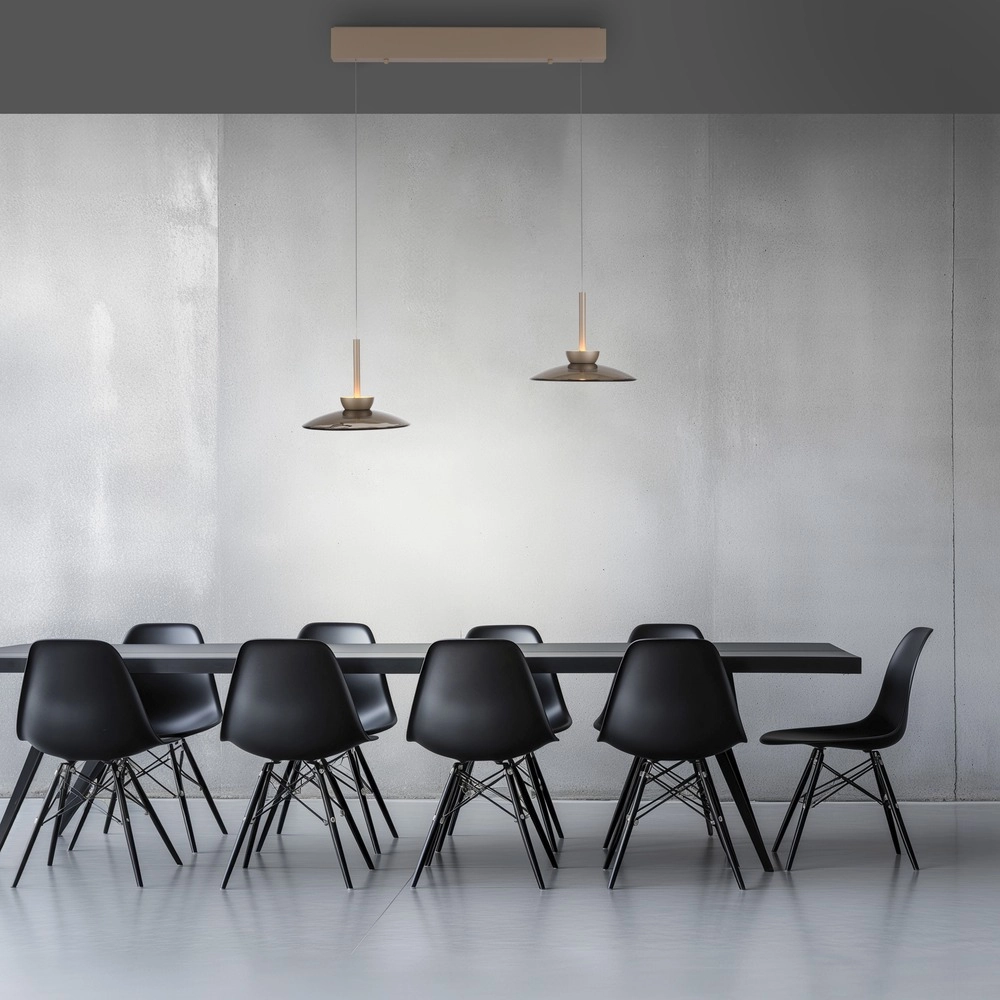 2L eettafel hanglamp Pure Moon bronce met amber glas Paul Neuhaus 4012248392980