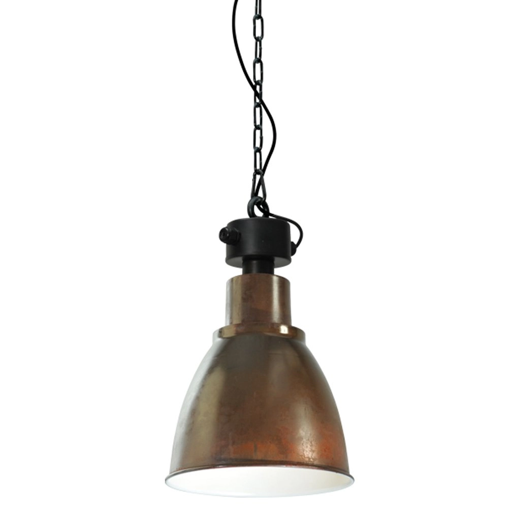 Landelijke industrie hanglamp Industria 27 koperbruin met zwart