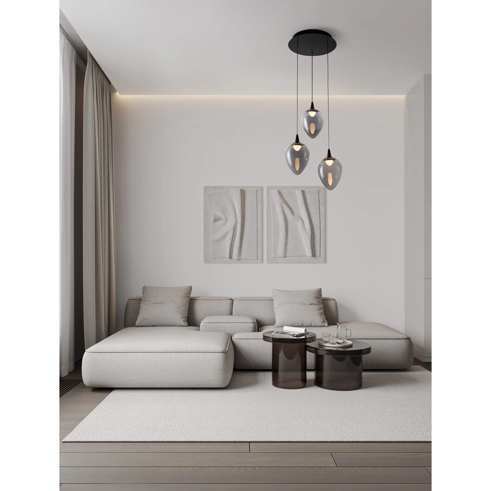 Hanglamp Nali 3-lichts smoke glas Lyora 5212017477767
