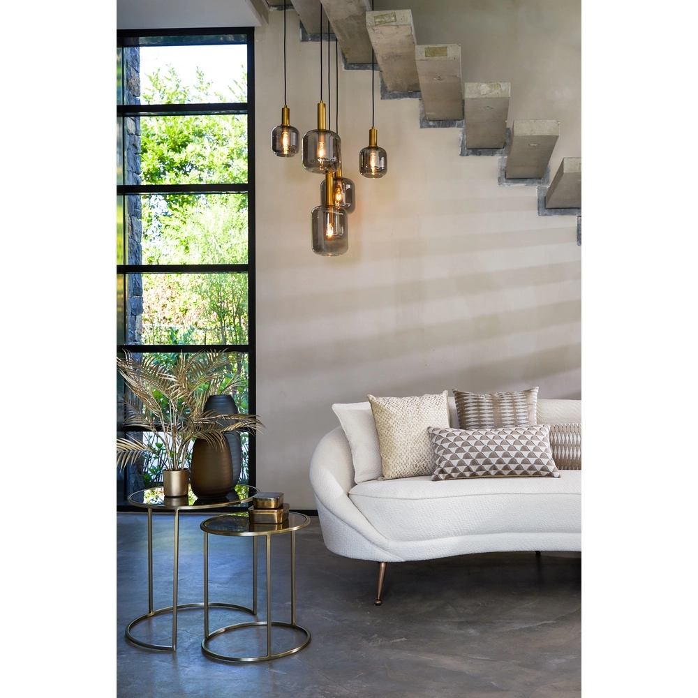 Vide hanglamp Lekar 5x E27 - messing met smoke glas Light & Living 8717807604585