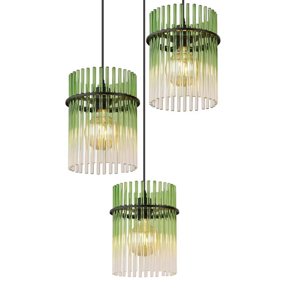 Zwarte hanglamp Gorley met groen glas Ø 47cm Globo 9007371462988
