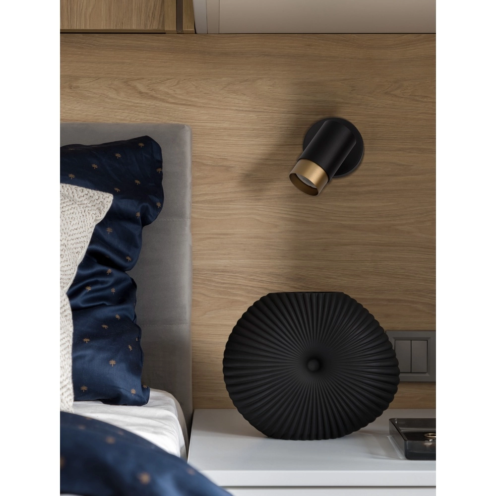 Plafondspot Pogno enkel zwart met goud Lyora 5212017430830