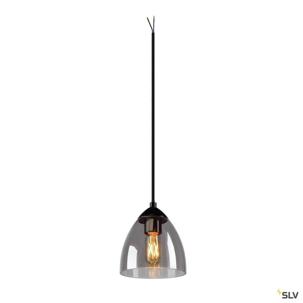 Glazen hanglamp Para Cone zwart met smoke glas