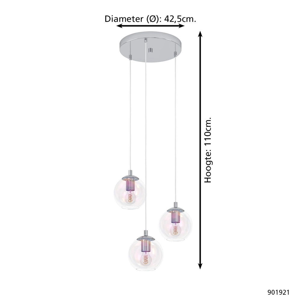 Hanglamp Ariscani 2 3-lichts chroom rond Eglo 9008606358106