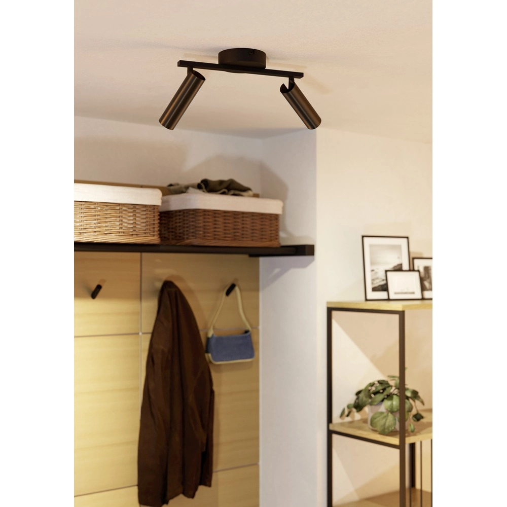 Opbouwspot Valproto 2-lichts zwart met brons Eglo 9008606392063
