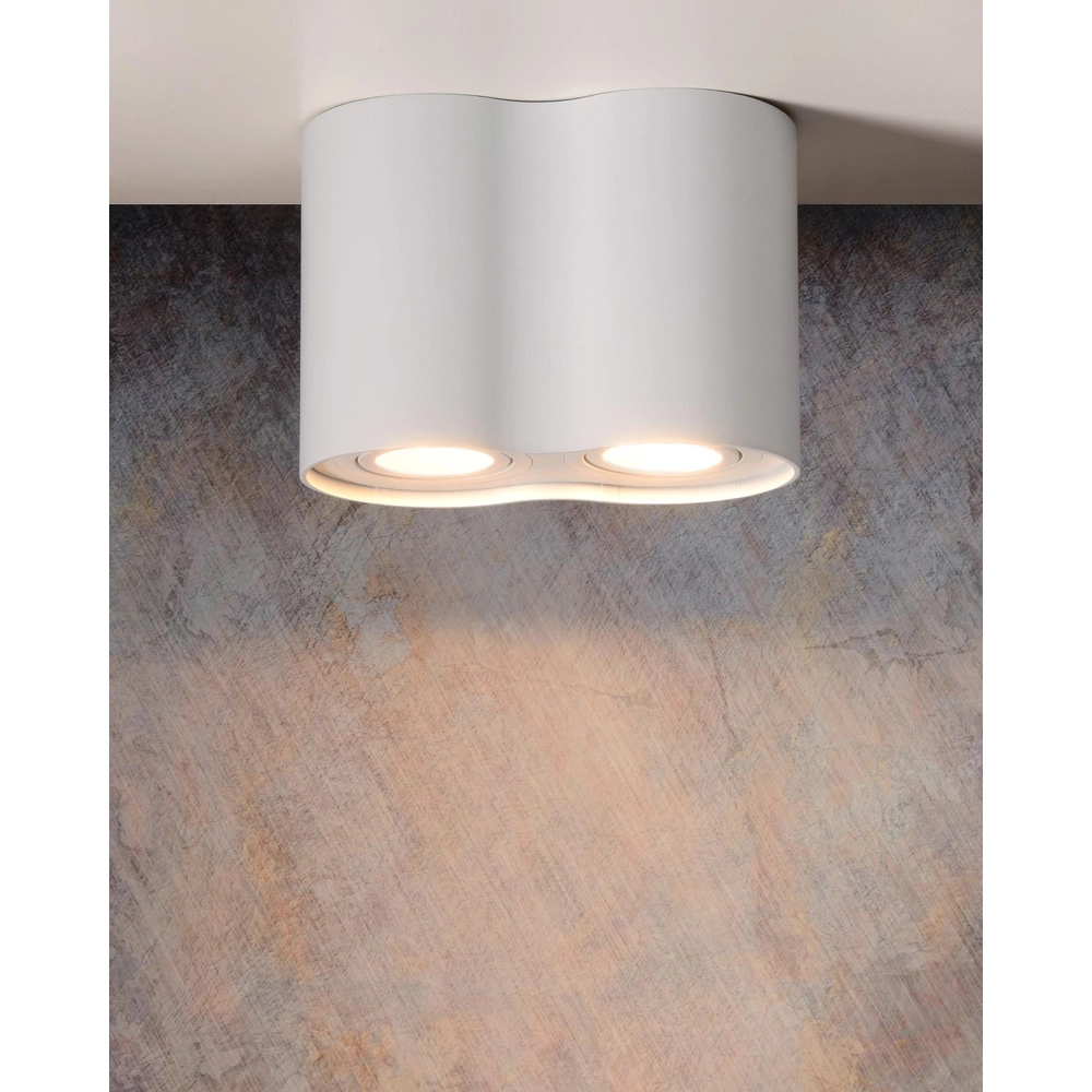 Opbouw plafondspot Tube 2-lichts wit Lucide 5411212220936