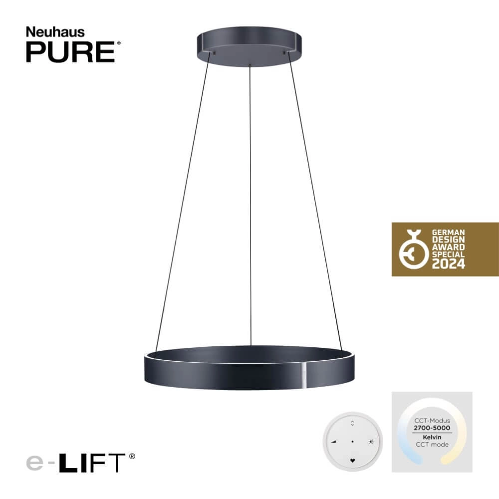 Ronde hanglamp Pure E-Clipse grijs Ø 70cm Paul Neuhaus 4012248372340