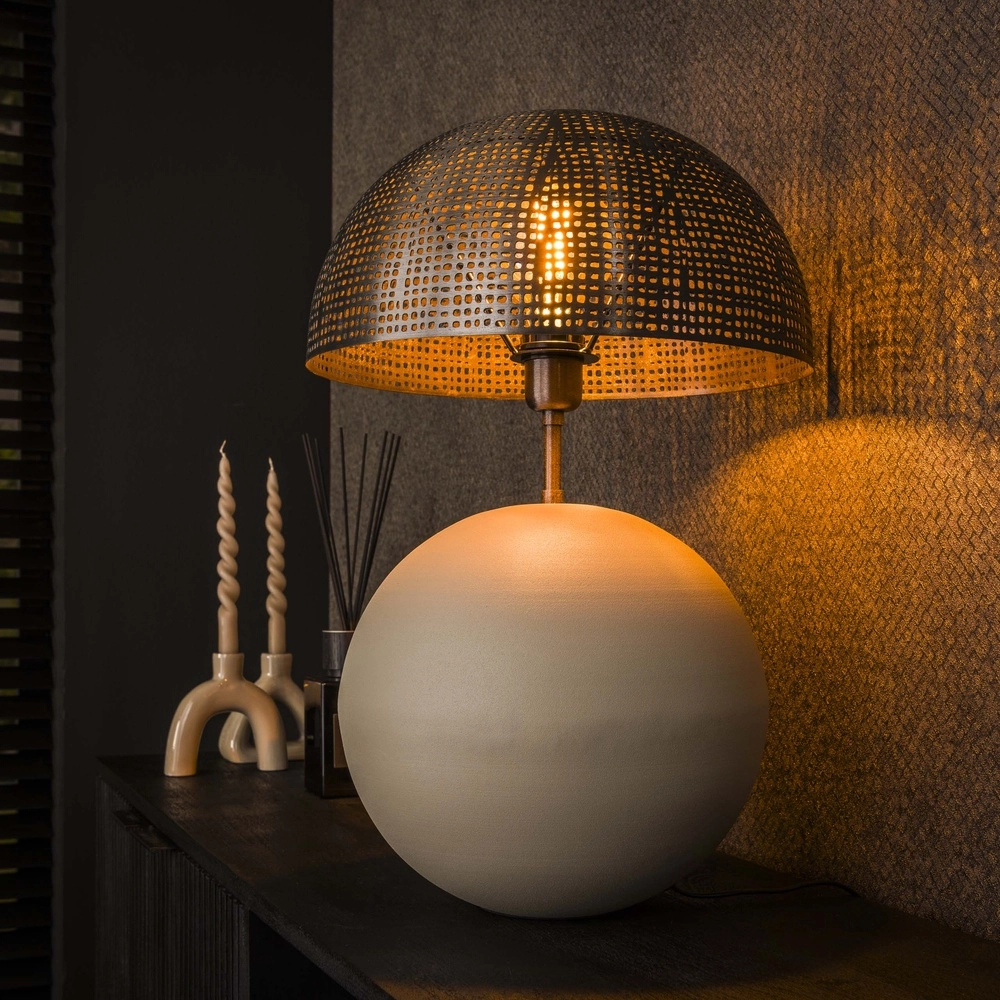 Moderne tafellamp Sphere met beige voet - Ø 36cm