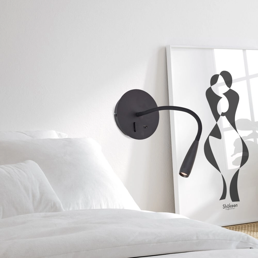 Flexibele wandlamp Jutta zwart Brilliant 4004353425820