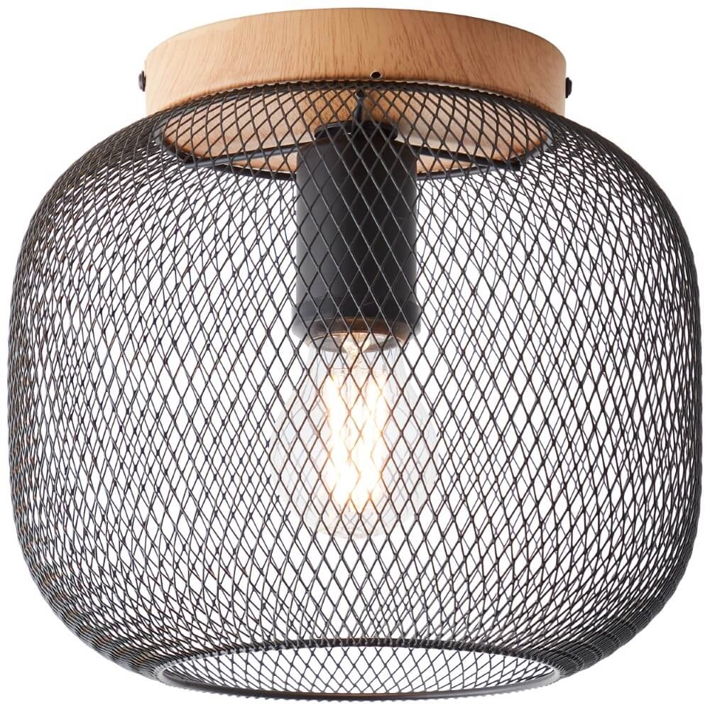 Plafondlamp Giada zwart met hout