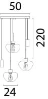 5-lichts hanglamp Genua zwart met 2x goud glas Ø 24cm en 2x pendel Masterlight 8718121357157