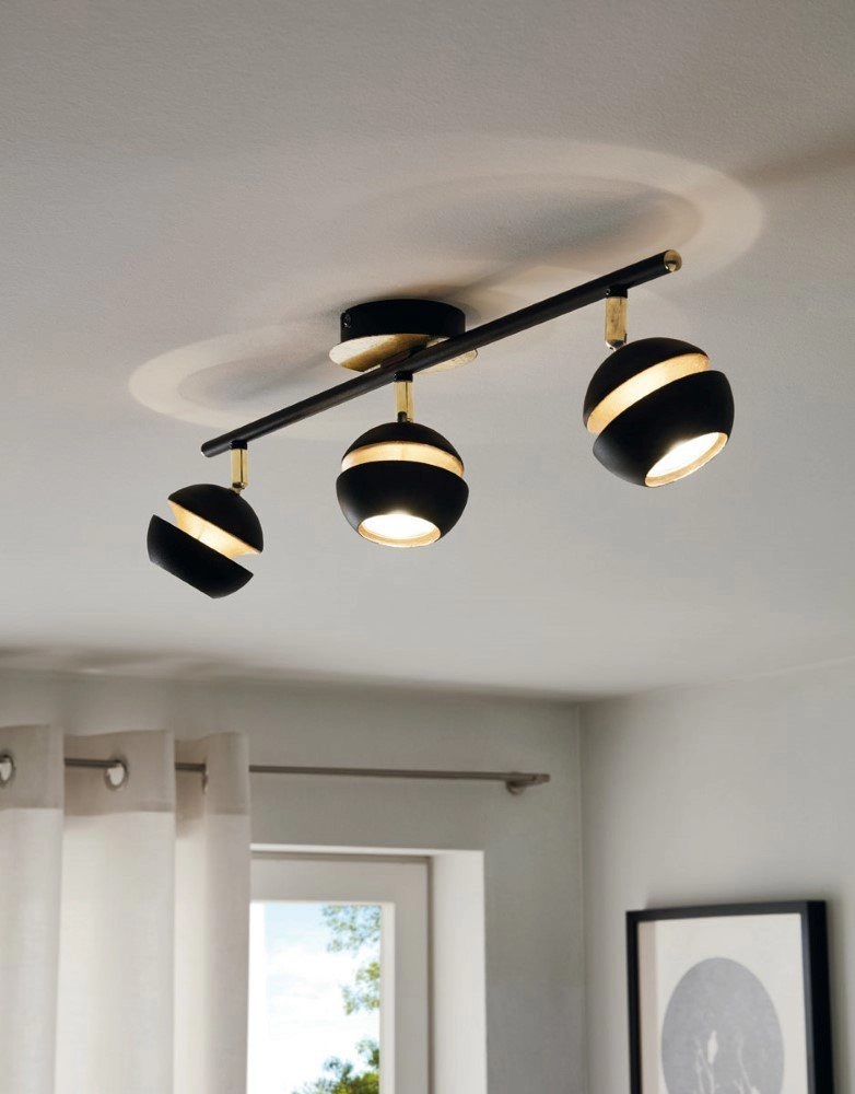 Led plafondspot Nocito 3-lichts zwart met goud Eglo 9002759954840
