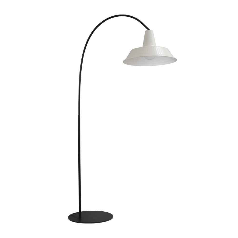 Retro vloerlamp Industria 186 zwart met witte kap Retro vloerlamp Industria 186 zwart met witte kap