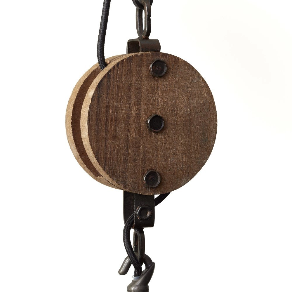 Landelijke hanglamp Matrix Ø 34cm gunmetal met hout Brilliant 4004353317095