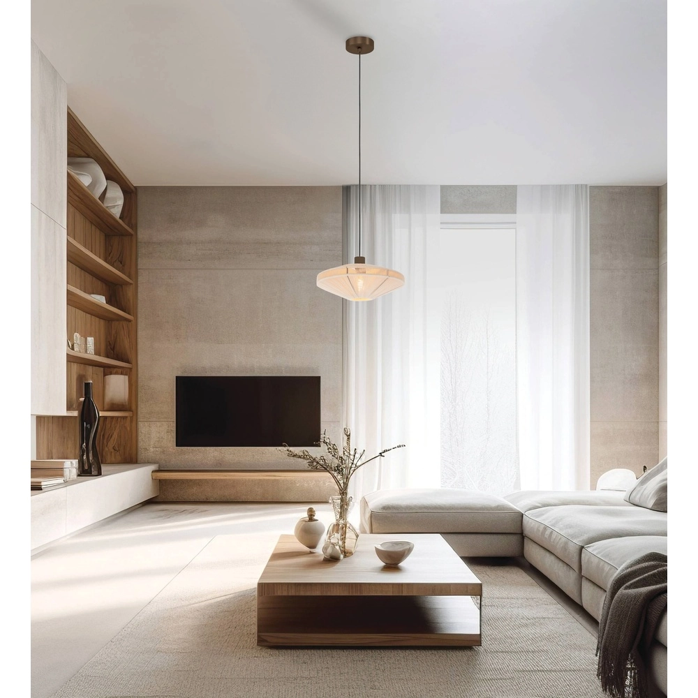 Japandi hanglamp Orimini Ø 38cm - brons met crème Eglo 9008606347827