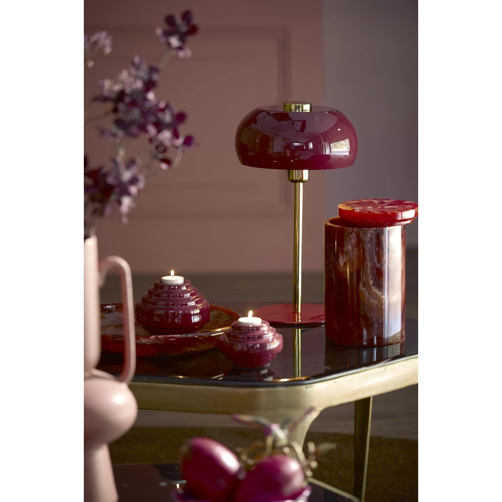Tafellamp Surin Ø 23cm - glans bordeaux met goud Light & Living 8717807743444