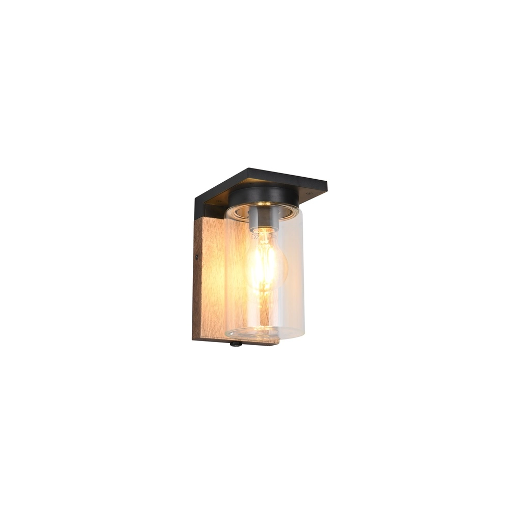 Wandlamp Ardila zwart met hout