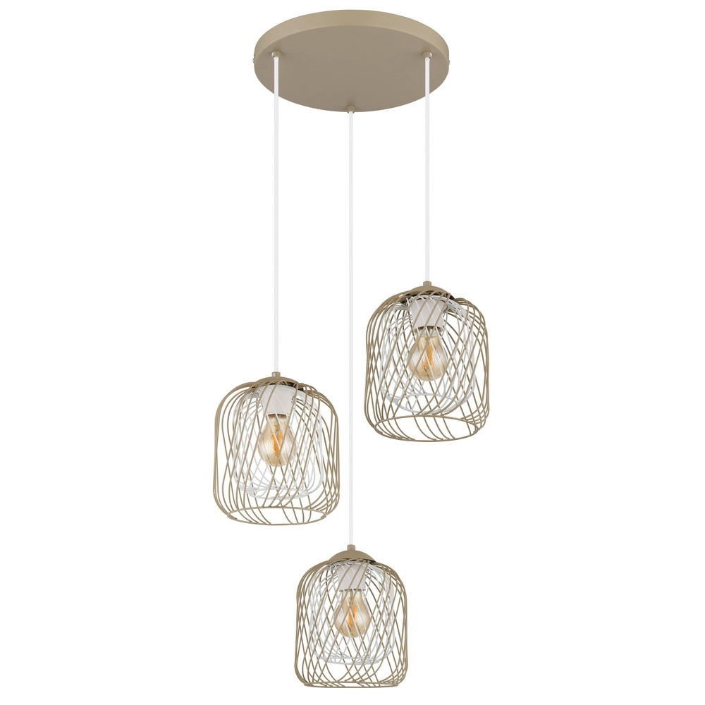 3-lichts hanglamp Dichti rond zand bruin Globo 9007371528356