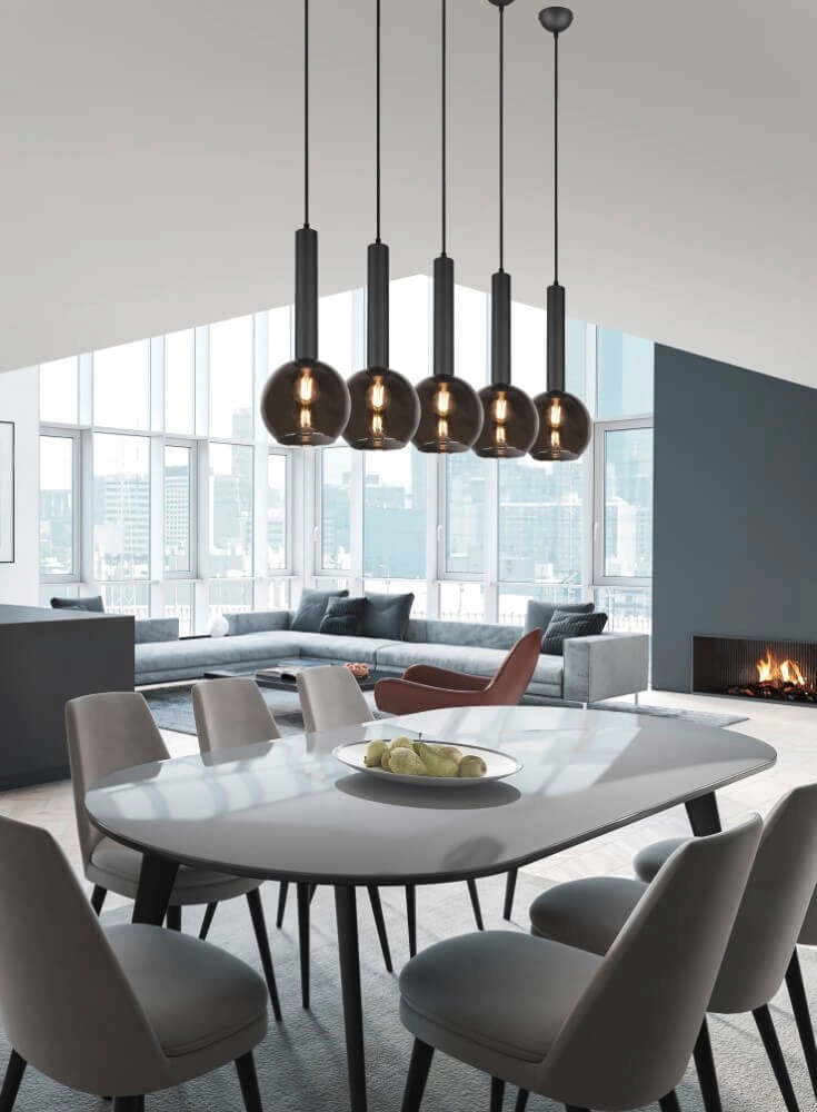 5-lichts hanglamp Clayton zwart Trio 4017807522471