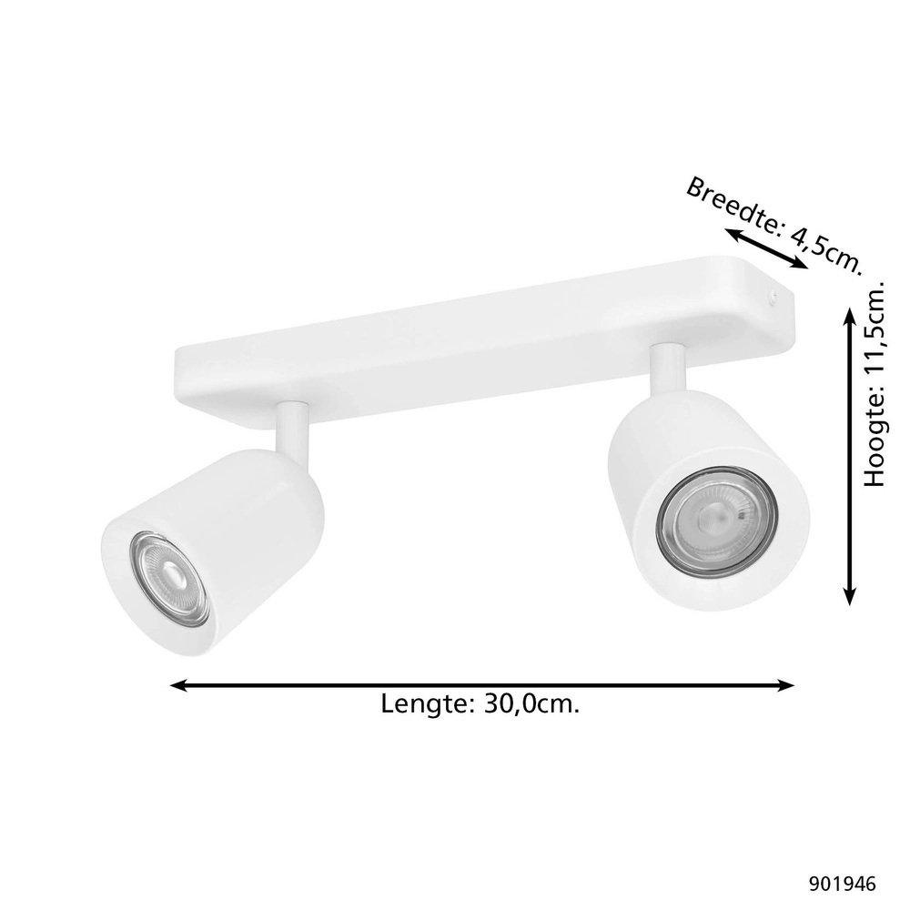 Opbouwspot Camaldoli 2-lichts wit Eglo 9008606357055