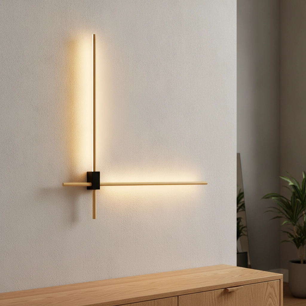 Strakke wandlamp Peak goud