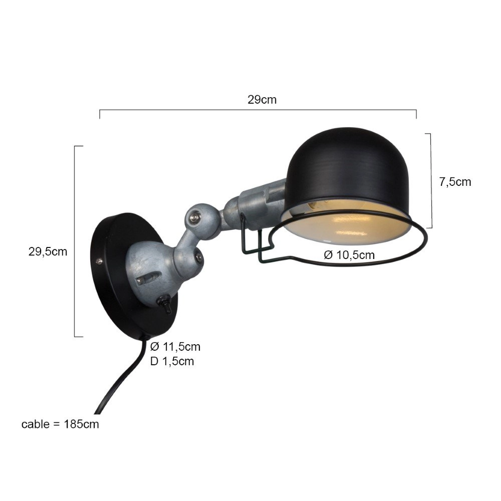 Zwart landelijke leeslamp Davin Steinhauer 8712746102079