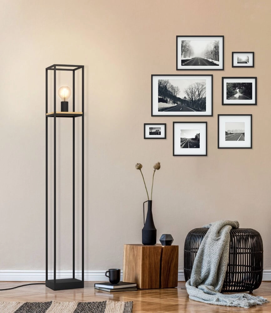 Vloerlamp Libertad zwart met hout Eglo 9002759997984