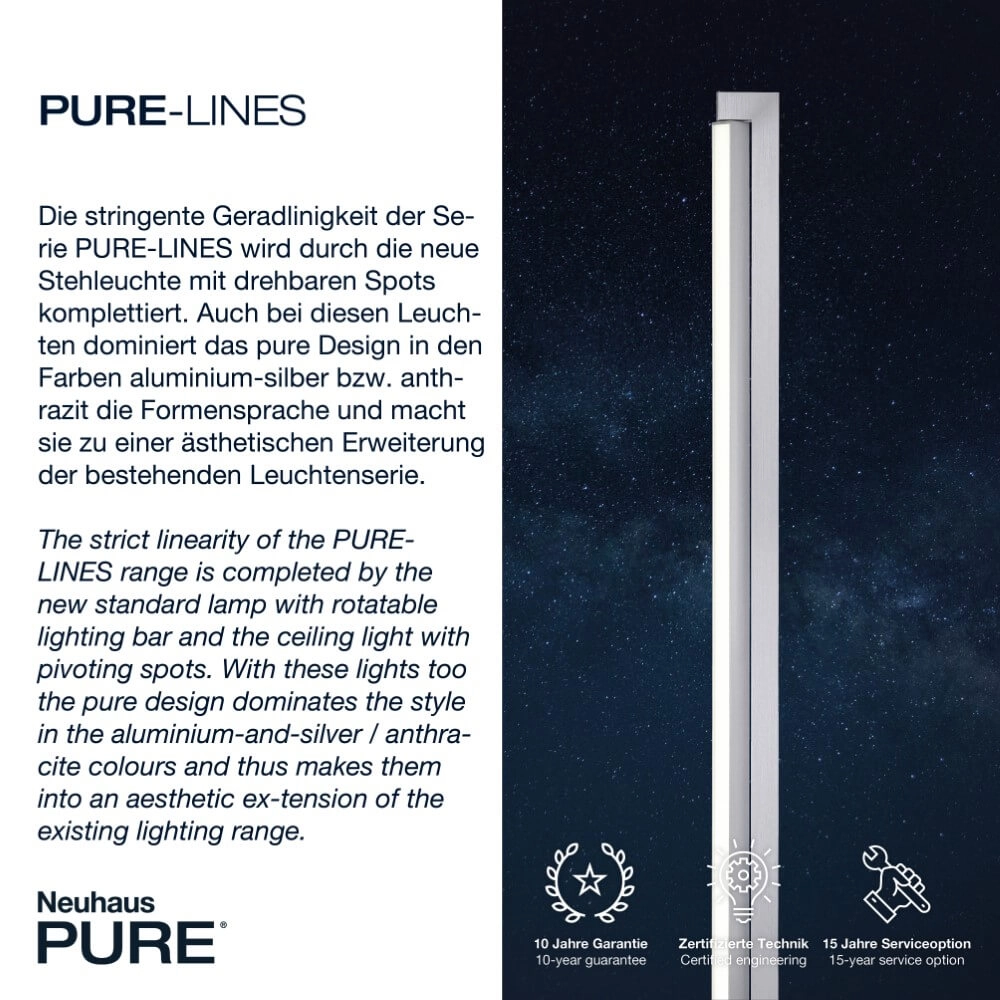 Vloerlamp Pure-Lines aluminium Paul Neuhaus 4012248366332