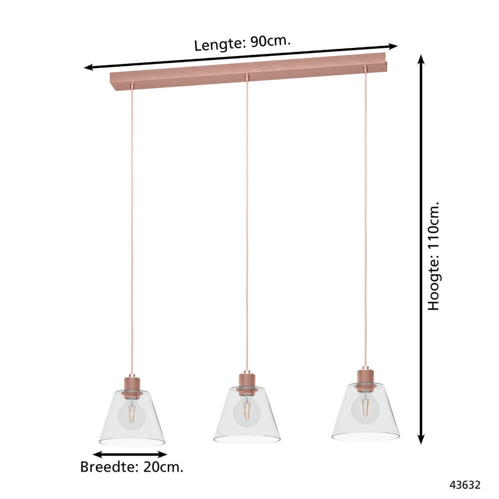 Eettafel hanglamp Copley rose goud Eglo 9002759436322
