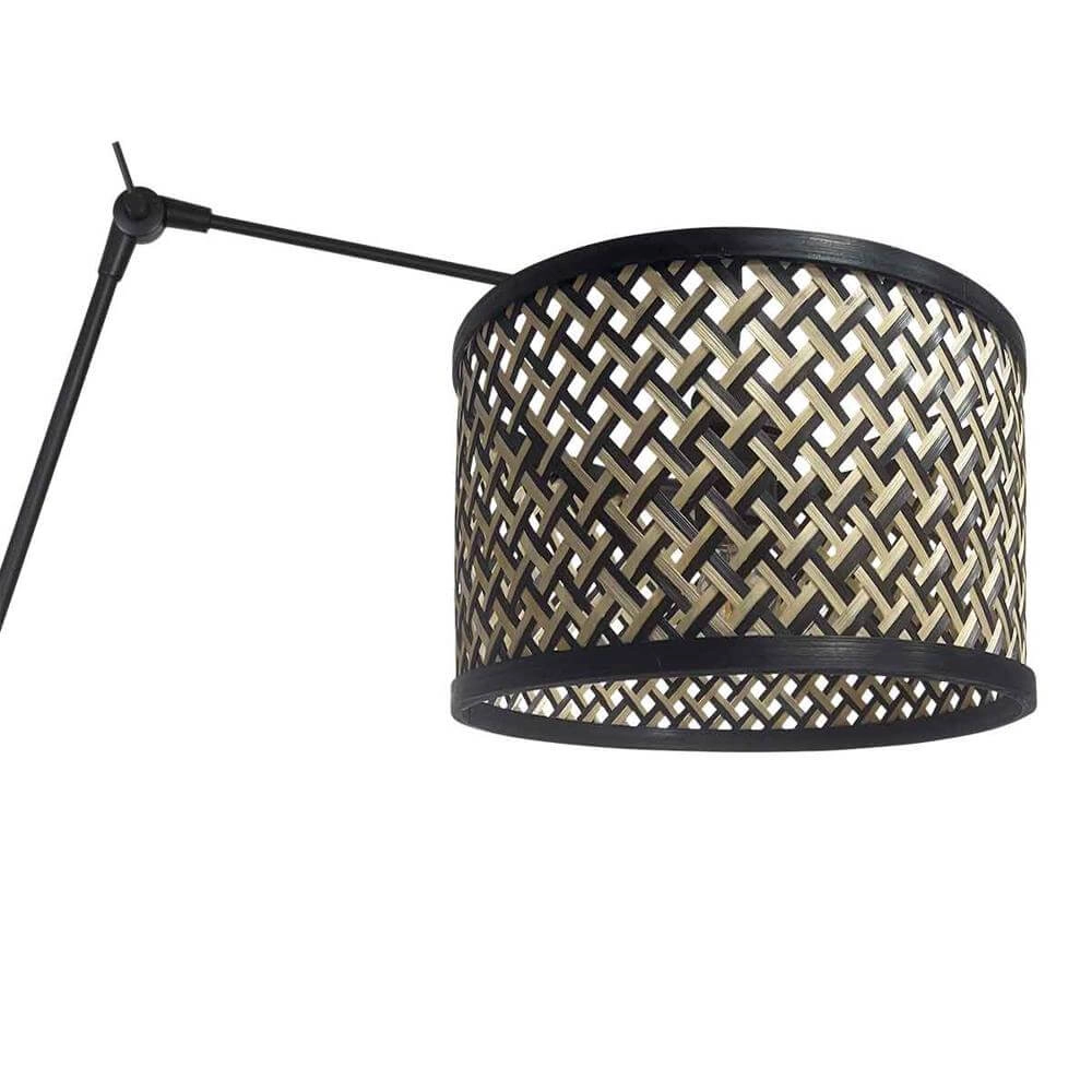 Wandlamp Prestige Chic zwart met bamboe kap Steinhauer 8712746172935