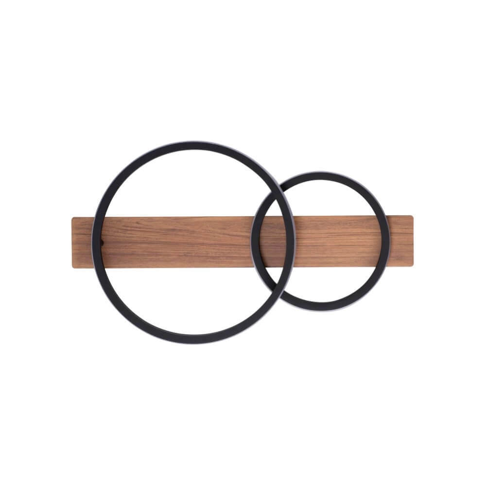 Plafondlamp Trooper zwart met hout 53cm Just Light 4043689982188
