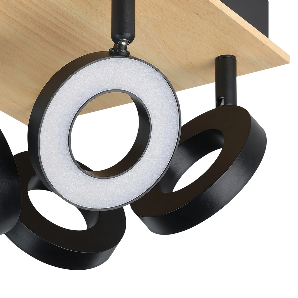 Led plafondlamp Rielves 4-lichts met hout Eglo 9008606313730