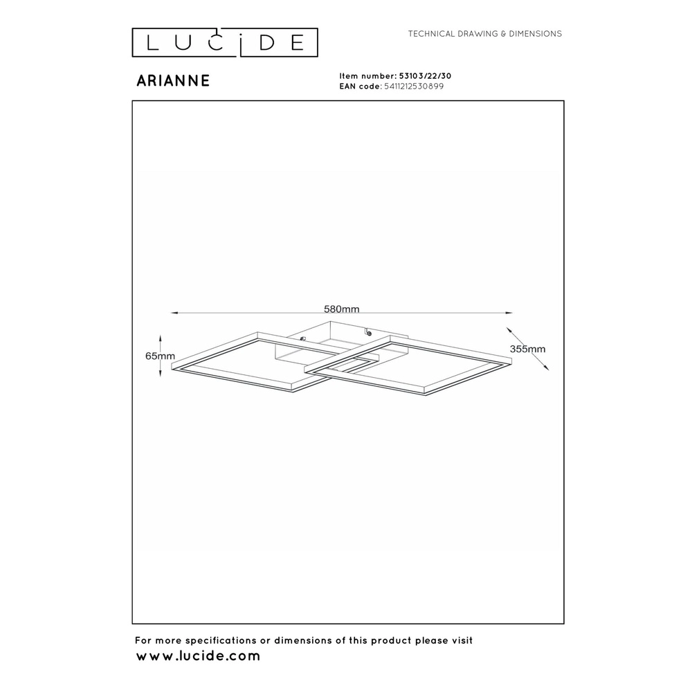 Design plafondlamp Arianne zwart Lucide 5411212530899