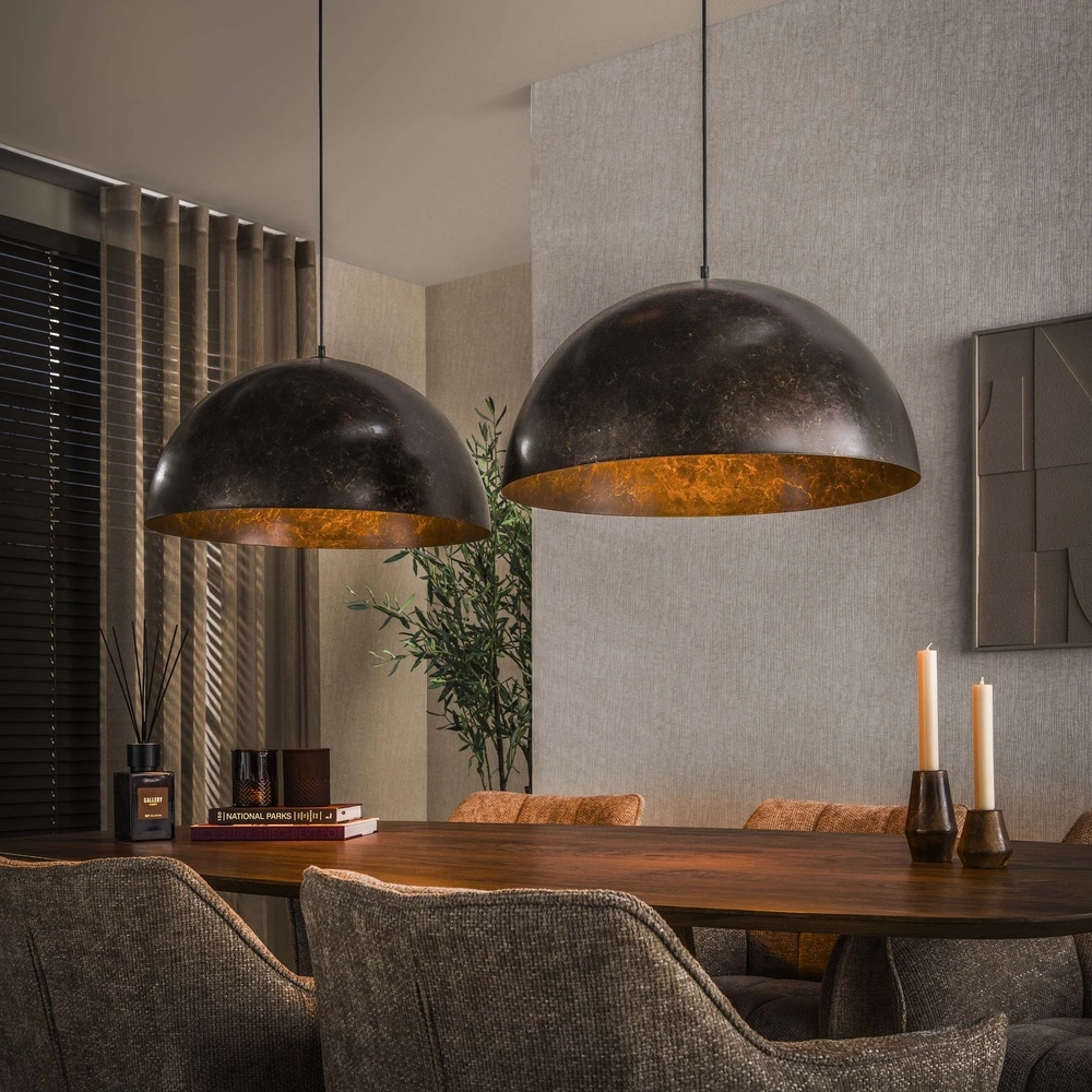 Industriële hanglamp Dome 2x Ø 60cm - urban bruin