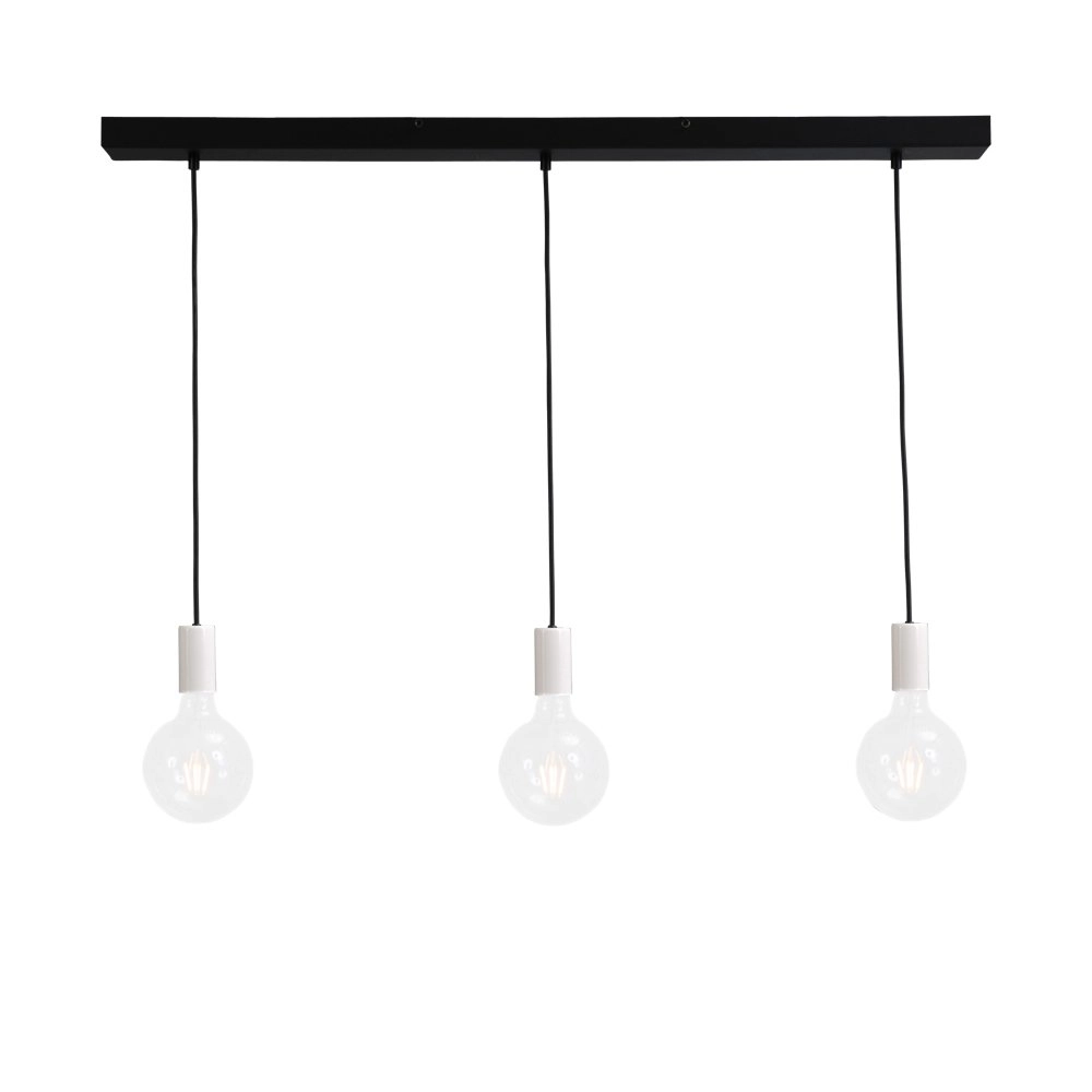 Witte pendel hanglamp Concepto 3-lichts met zwart Witte pendel hanglamp Concepto 3-lichts met zwart