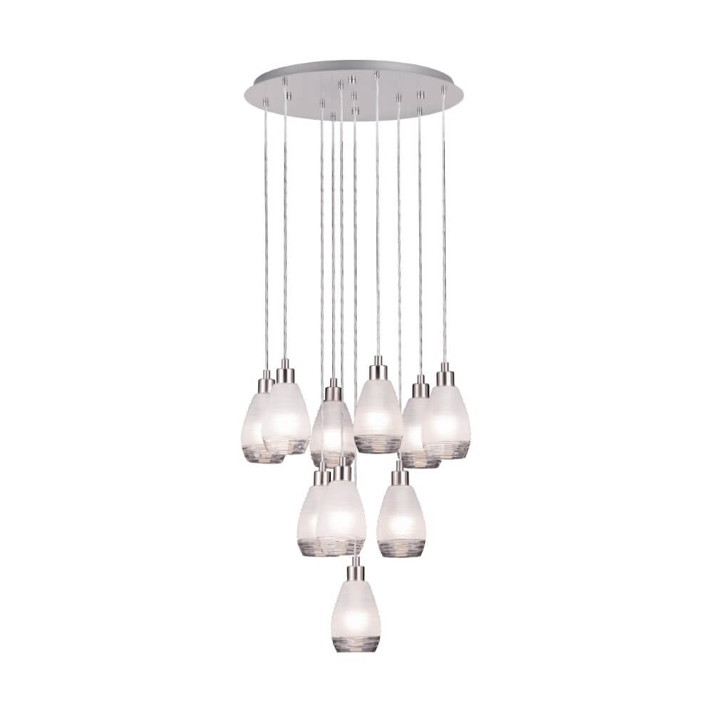 10-lichts hanglamp Siracusa nikkel