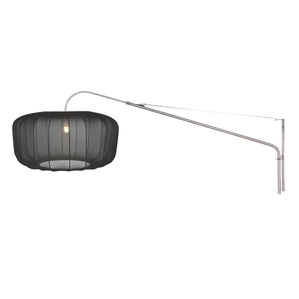 Wandlamp Vela Lino metaal grijs met zwarte kap Ø60cm Steinhauer 8712746182422