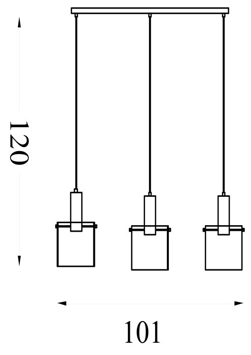 Zwarte hanglamp Sweden 3-lichts recht Searchlight 5053423303796