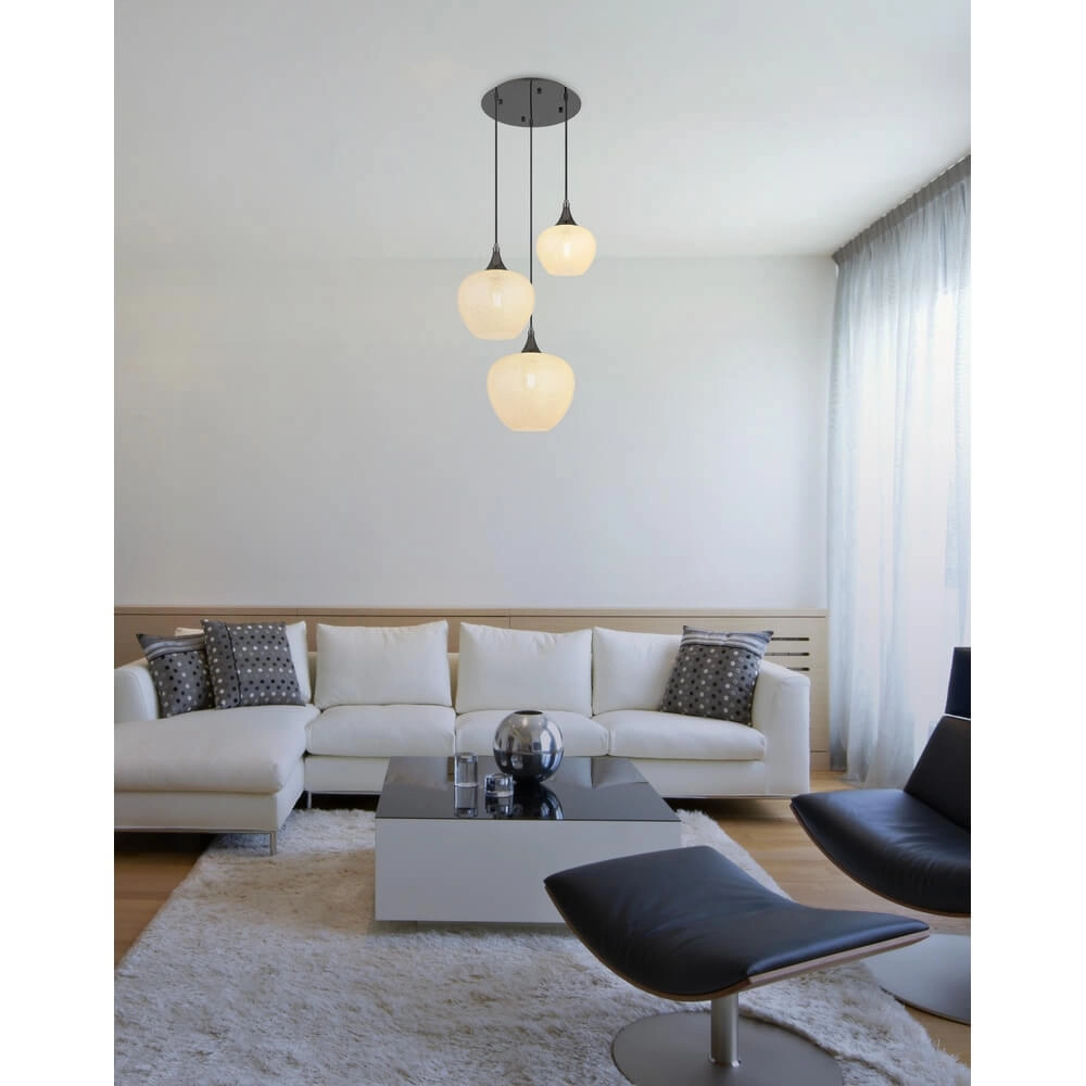 Antraciet hanglamp Maxy met wit glas 3-lichts Ø 49cm Globo 9007371453177