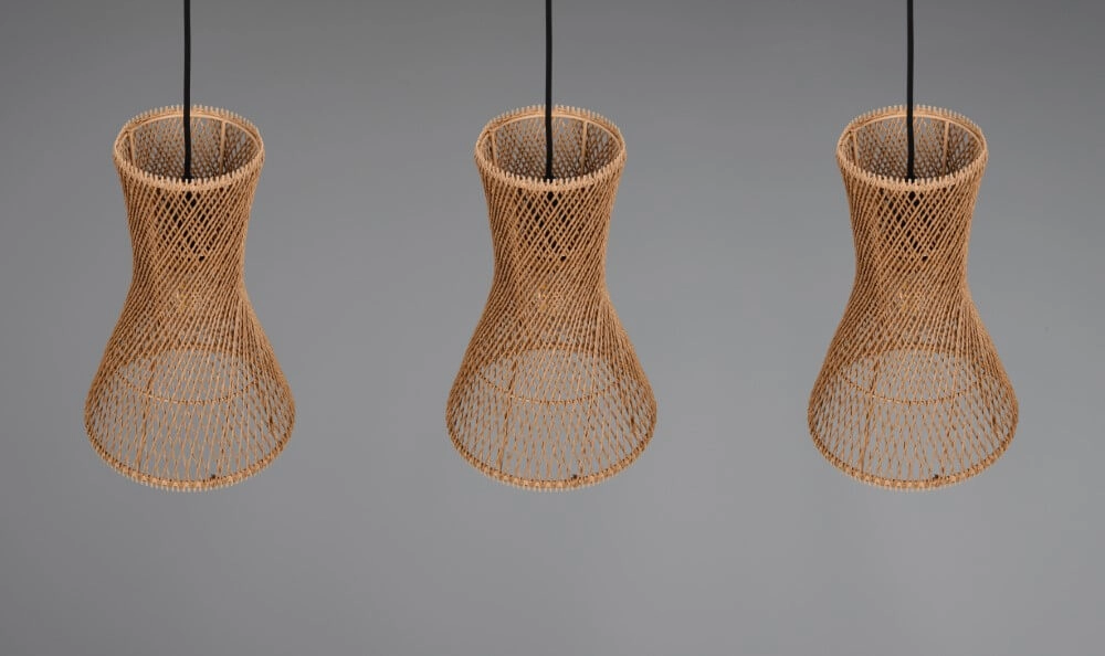3-lichts hanglamp Bijou zwart met rotan Trio 4017807637298