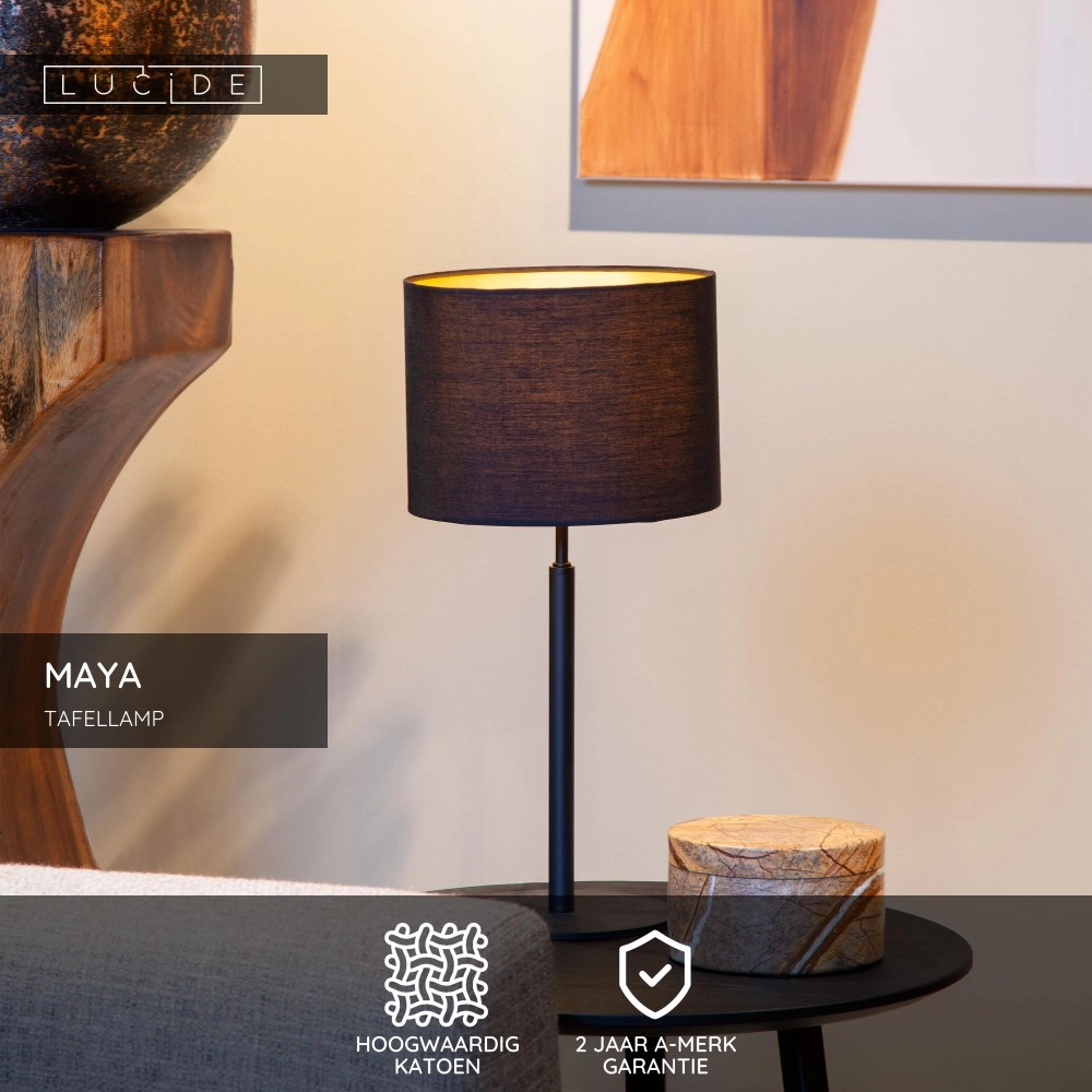 Tafellamp Maya zwart Lucide 5411212452603