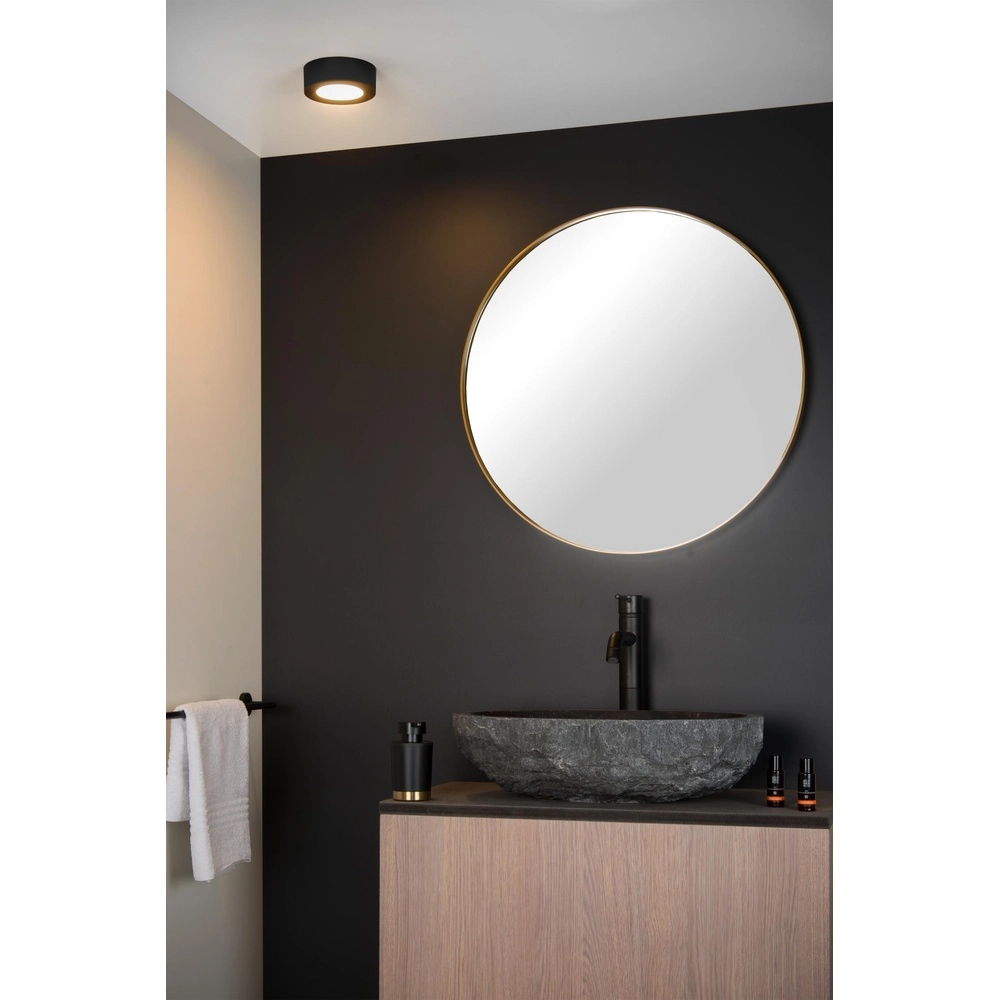 Plafonniere Brice-Led Ø 11,7cm - IP44 zwart Lucide 5411212281203